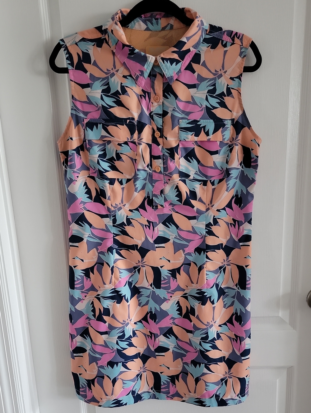 Reel Legends Mariner Sleeveless Floral Mini Dress in Peach, Pink & Blue